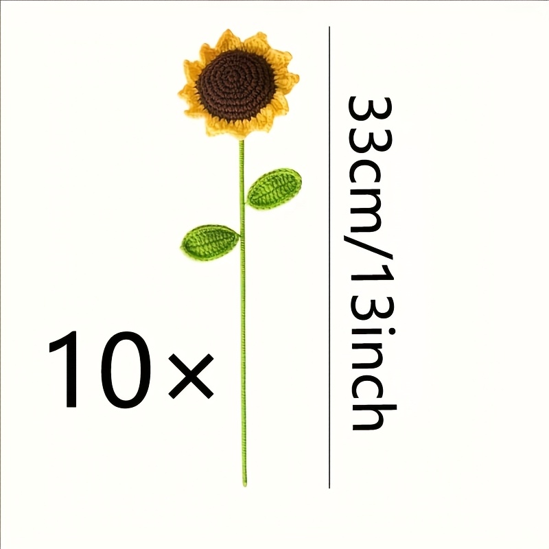 TEMU 5pcs/10pcs Handmade Crochet Sunflower Bouquet Kit - Realistic Artificial Flower With Fall , Wedding, Mother's Day, Thanksgiving & Graduation