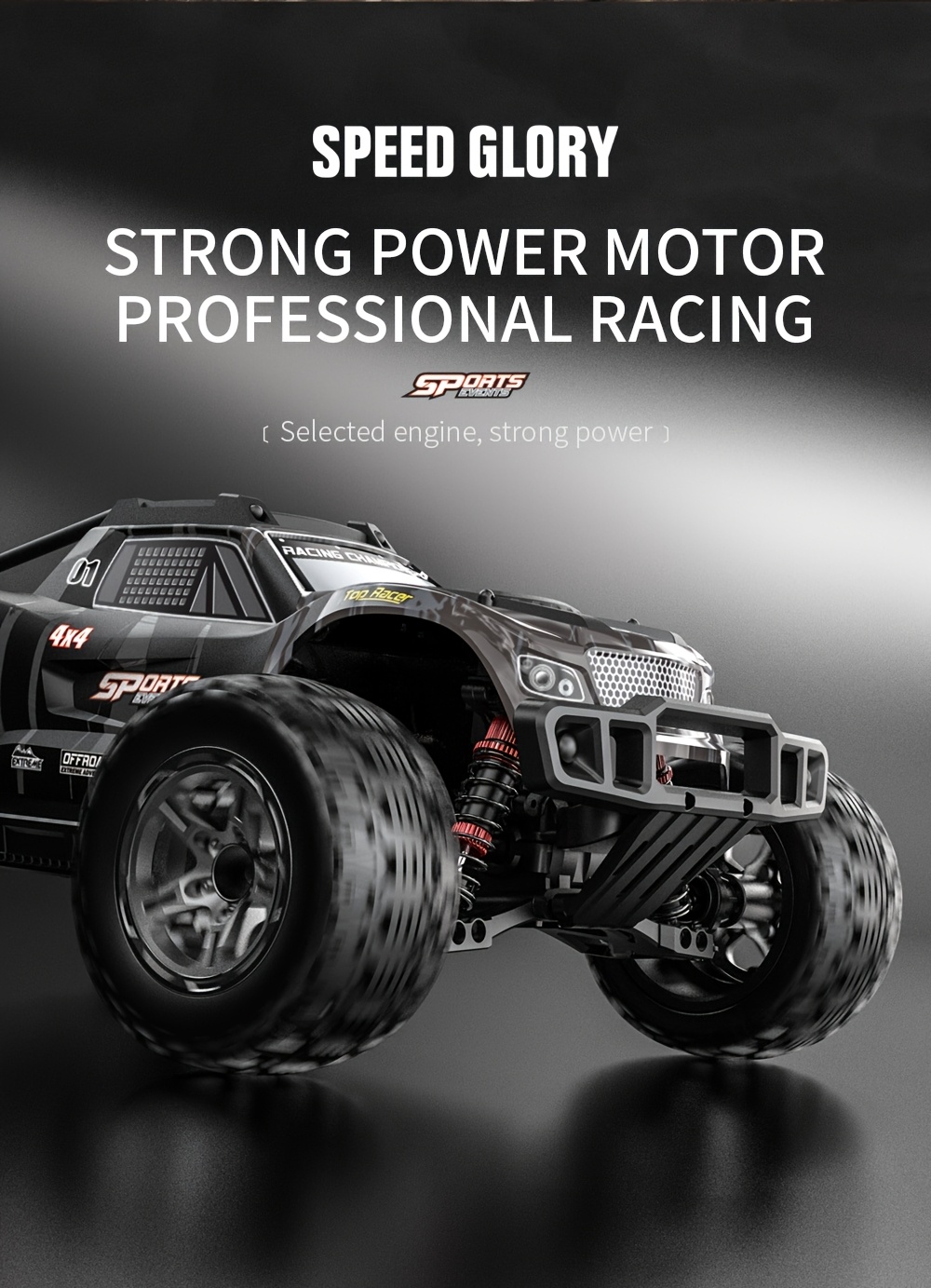 FUUY KF10 1:10 RC Off-Road Vehicle with 4x4 Four-Wheel Drive, High-Speed 2.4GHz Wireless, USB Rechargeable & 2 Lithium Batteries - Durable Plastic Remote Control Car for Outdoor Racing, Mud Terrain, Rock Climbing, RC Car, Mud Terrain Vehicle, Sleek Vehicle Design, Sturdy Construction