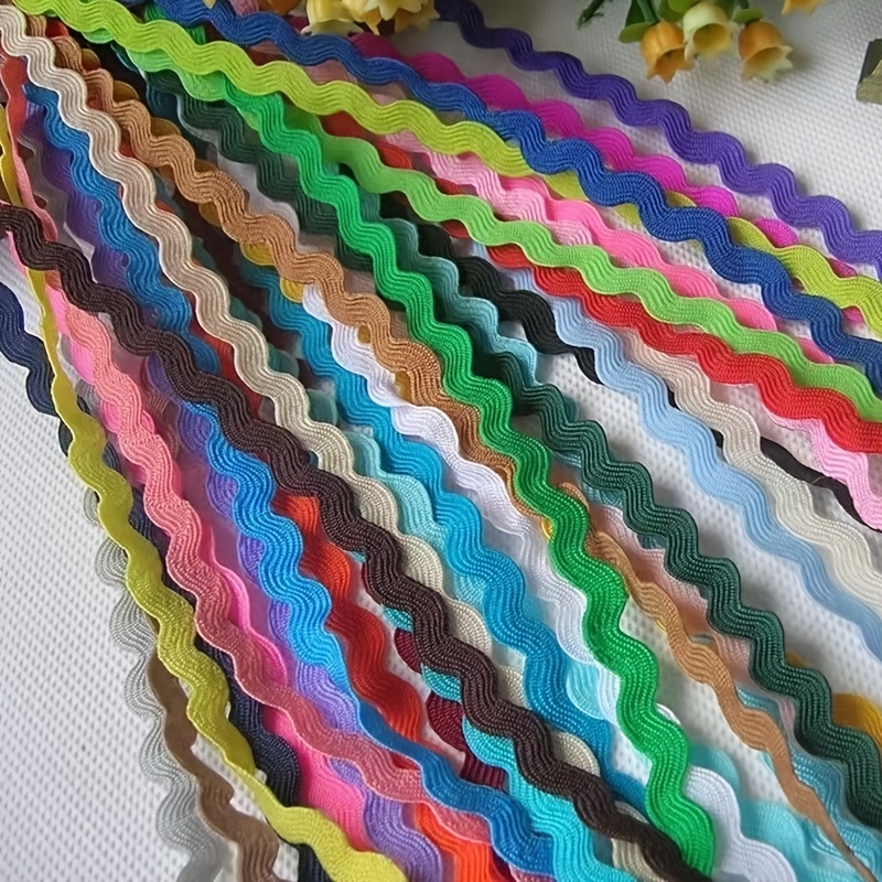 TEMU 50pcs/Pack 45Cm Longueur Coloré 5Mm/0.2-Pouce Multicolore Wavy Lace, Dentelle Ruban de Couleur , Convient pour la Décoration de , la Décoration