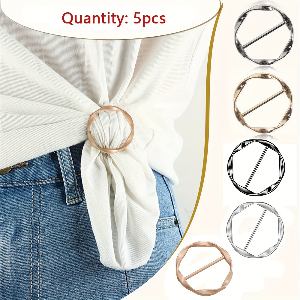 

elegant Metal" 5-pack Versatile Metal Scarf & T-shirt Clips - Adjustable Waistband & Corner Knotting Fasteners