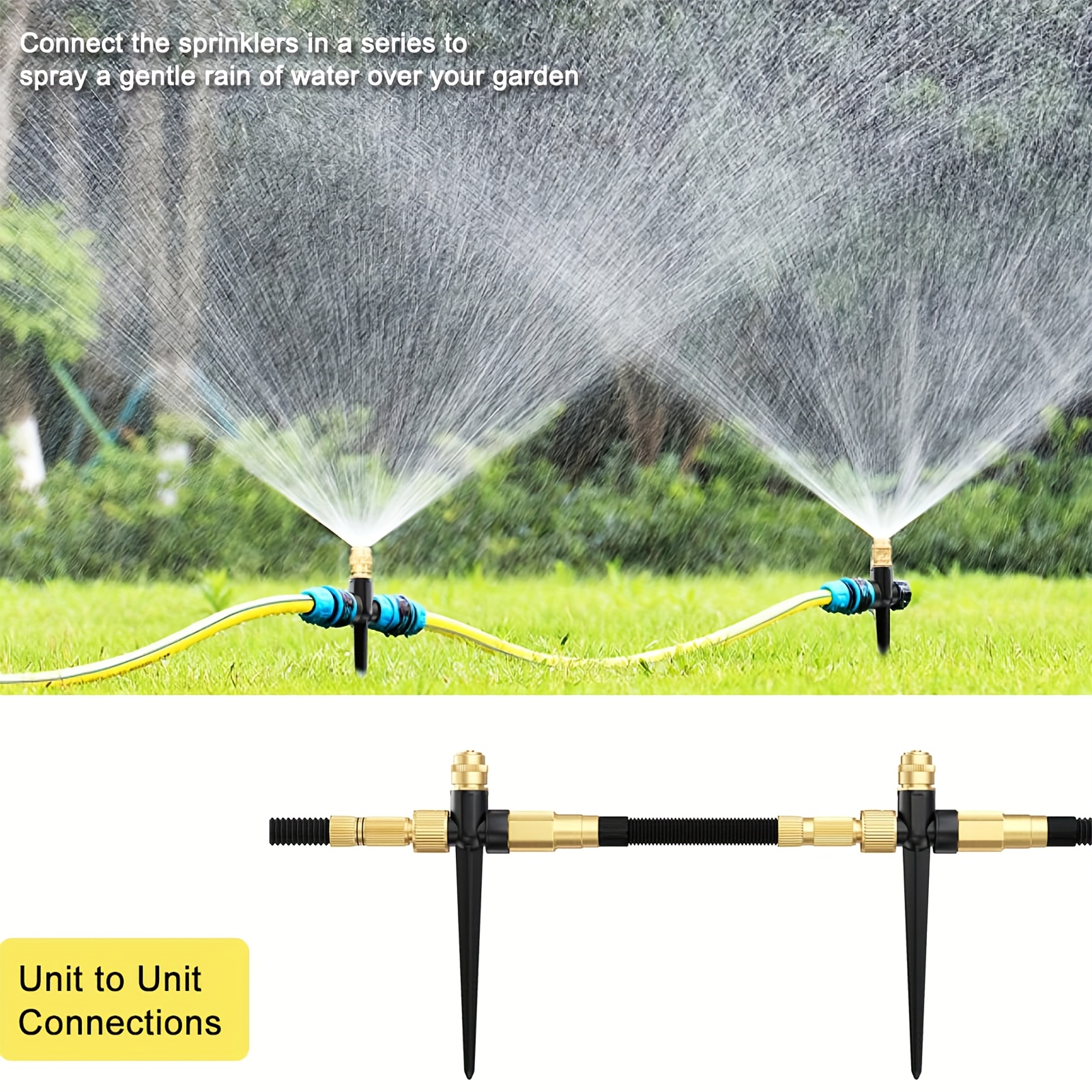 Automatic Lawn Sprinkler Watering Green Grass. Sprinkler with Automatic System. Garden