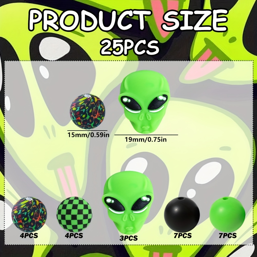 TEMU 25pcs 3d -shaped Silicone Bead Set, Suitable For Jewelry Making - Pens, Necklace Beads - Handmade Gift Bag Beads And Bead Combination - Beads &