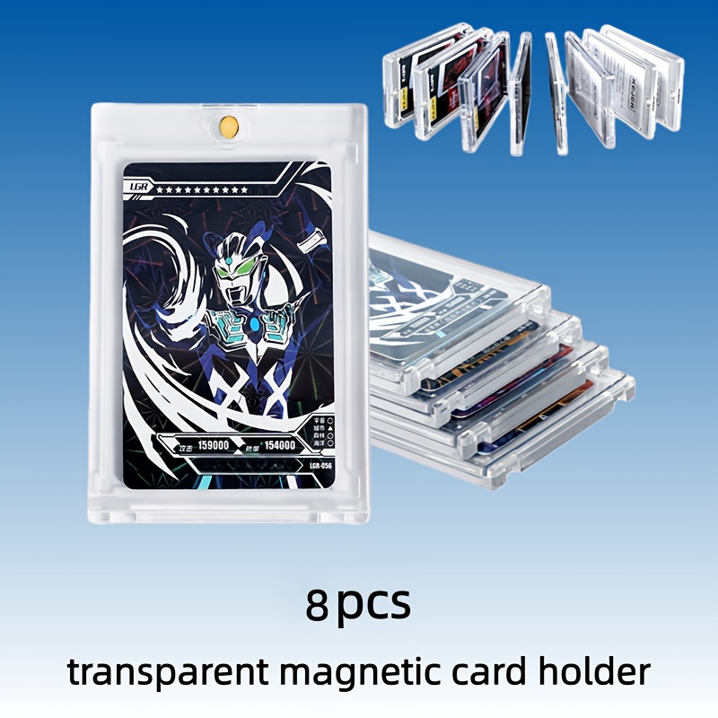TEMU 35pt Ultra-transparent Magnetic Card Holders - Hard Plastic Protective Sleeves, Suitable For Trading Cards & Sports Game Cards, Diamond-cut