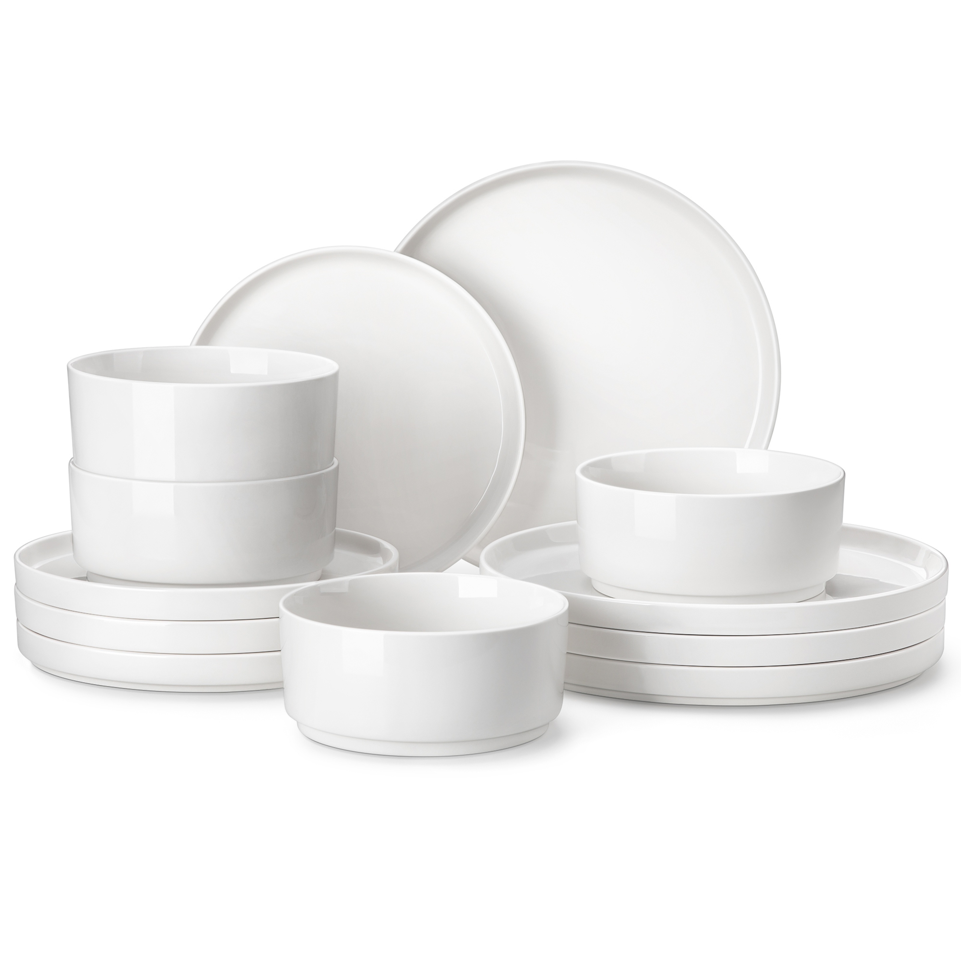 TEMU 12pcs Dinner Sets For , Porcelain Dinnerware Set White, Plates And Bowls Set, Dinner Plates, Salad Plates, Cereal Bowls, Dessertteller Microwave