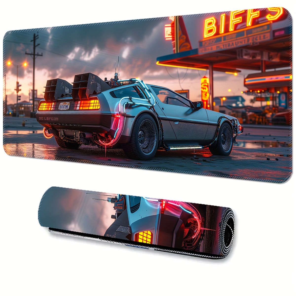

Ultra-sleek Silver Sports Car Design Large Gaming Mouse Pad - Extended, Thick, Non-slip Rubber Base Desk Mat With Precision Stitched Edges - Washable