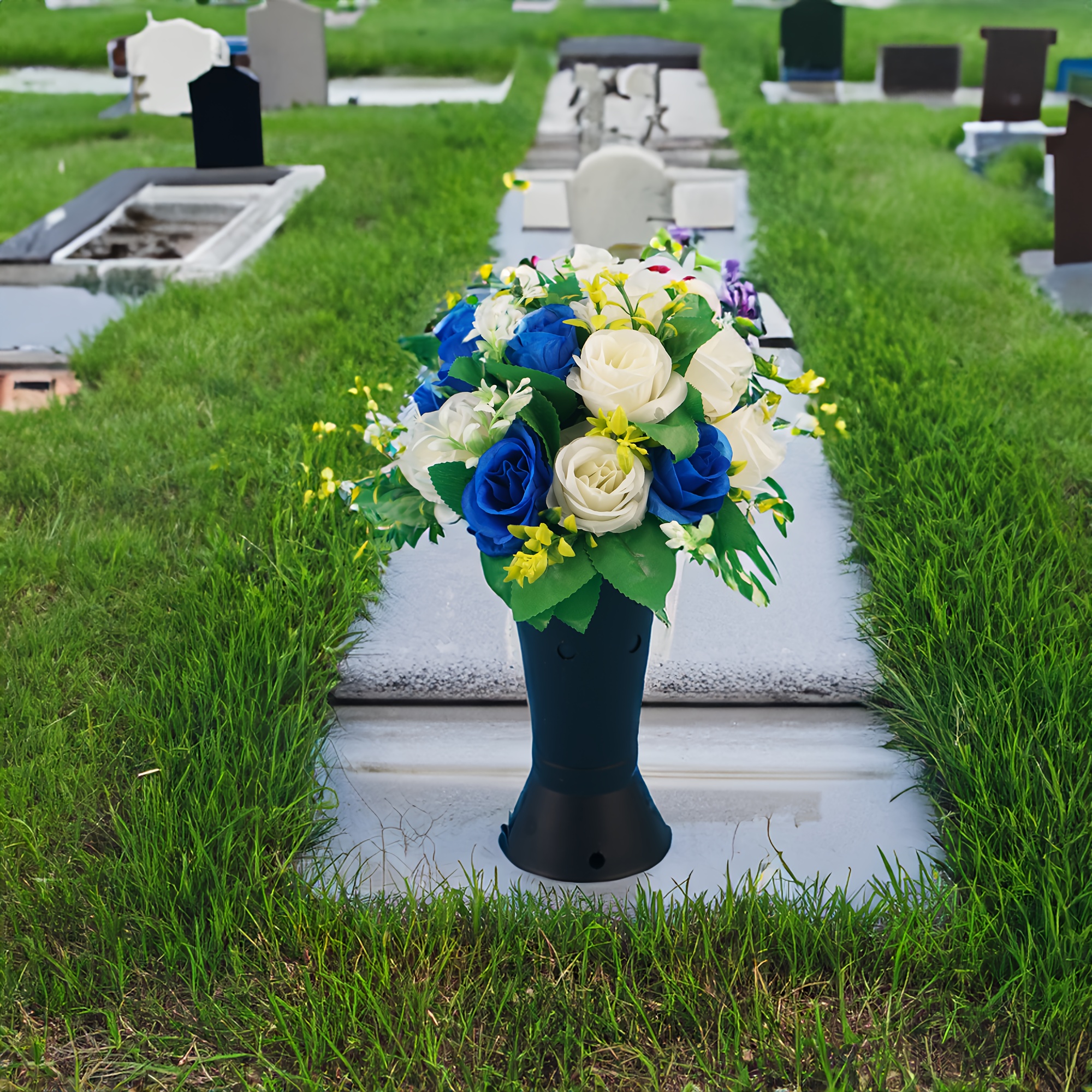 Cemetery Flowers Elegant Artificial Pots Roses - Temu Philippines