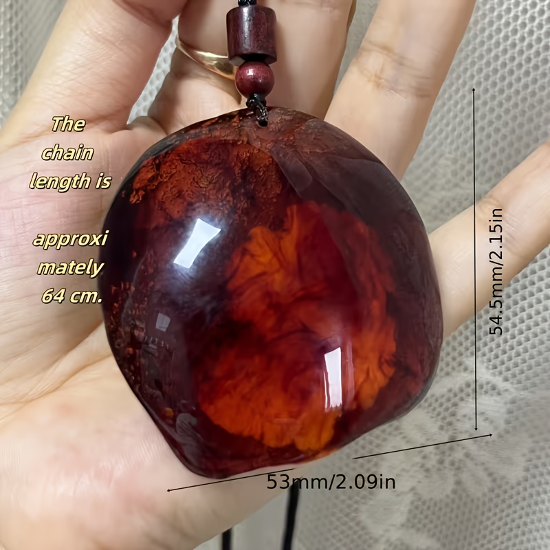 Fashion Amber Pendant Necklace for Daily Wear, Irregular Shape