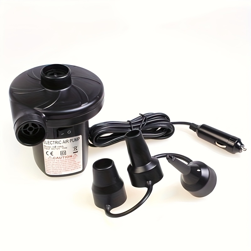 TEMU Electric Air Pump, Portable Quick Inflation Pump With 3 Nozzles, 4.5kpa, 12v , Outdoor Camping Inflation And Deflation Pump, Inflatable Air Mattress, Boat, Swimming Ring