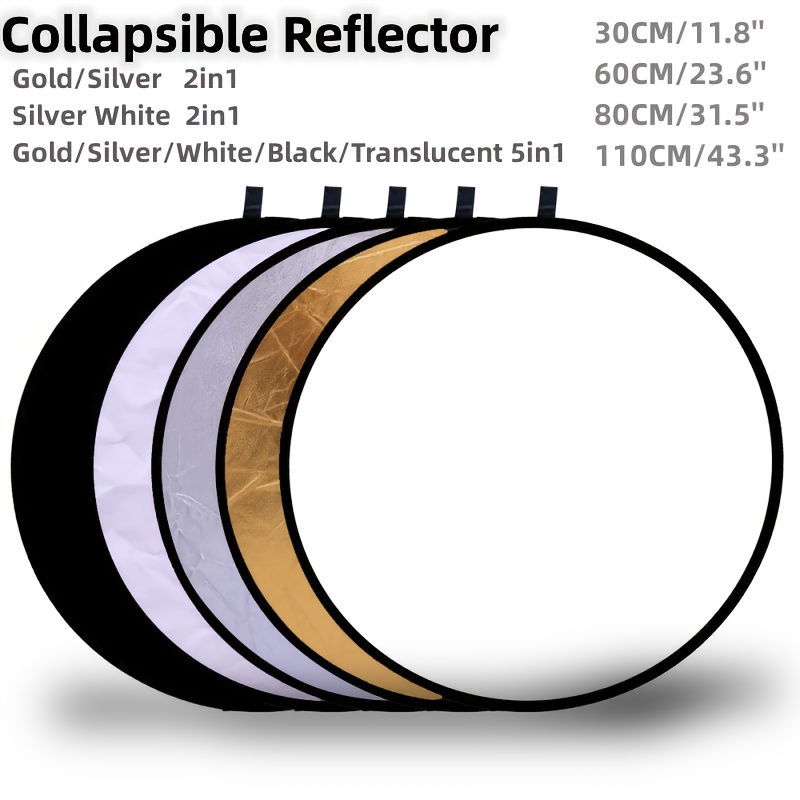 

Rf01 24" Reflector 5in1 30cm 60cm 80cm 110cm Silvery White Golden Portable Collapsible Soft Light Round Photography 7in1 For Studio 2in1