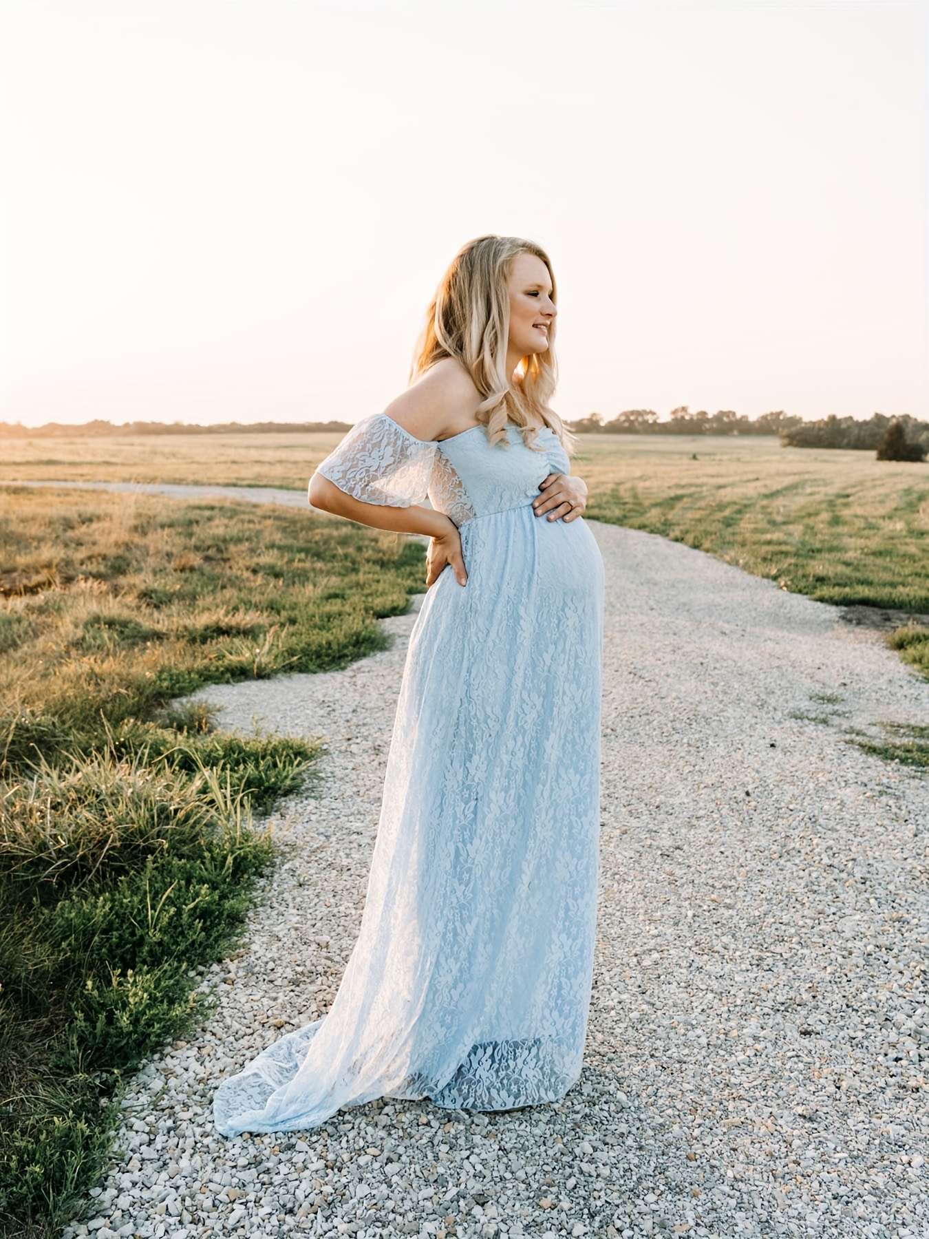 shoulder lace maternity dress women's clothing - Temu Oman