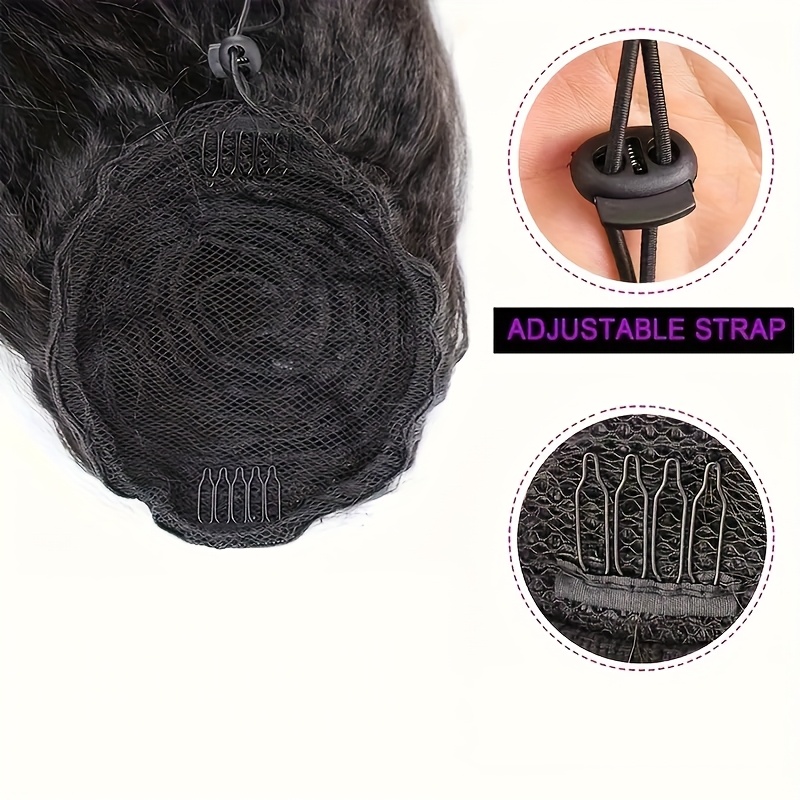 natural fluffy jacqui straight ponytail with synthetic hair extensions end   high quality heat fiber easy to style for   for casual or formal occasions versatile hairpiece sleek ponytail   details 5