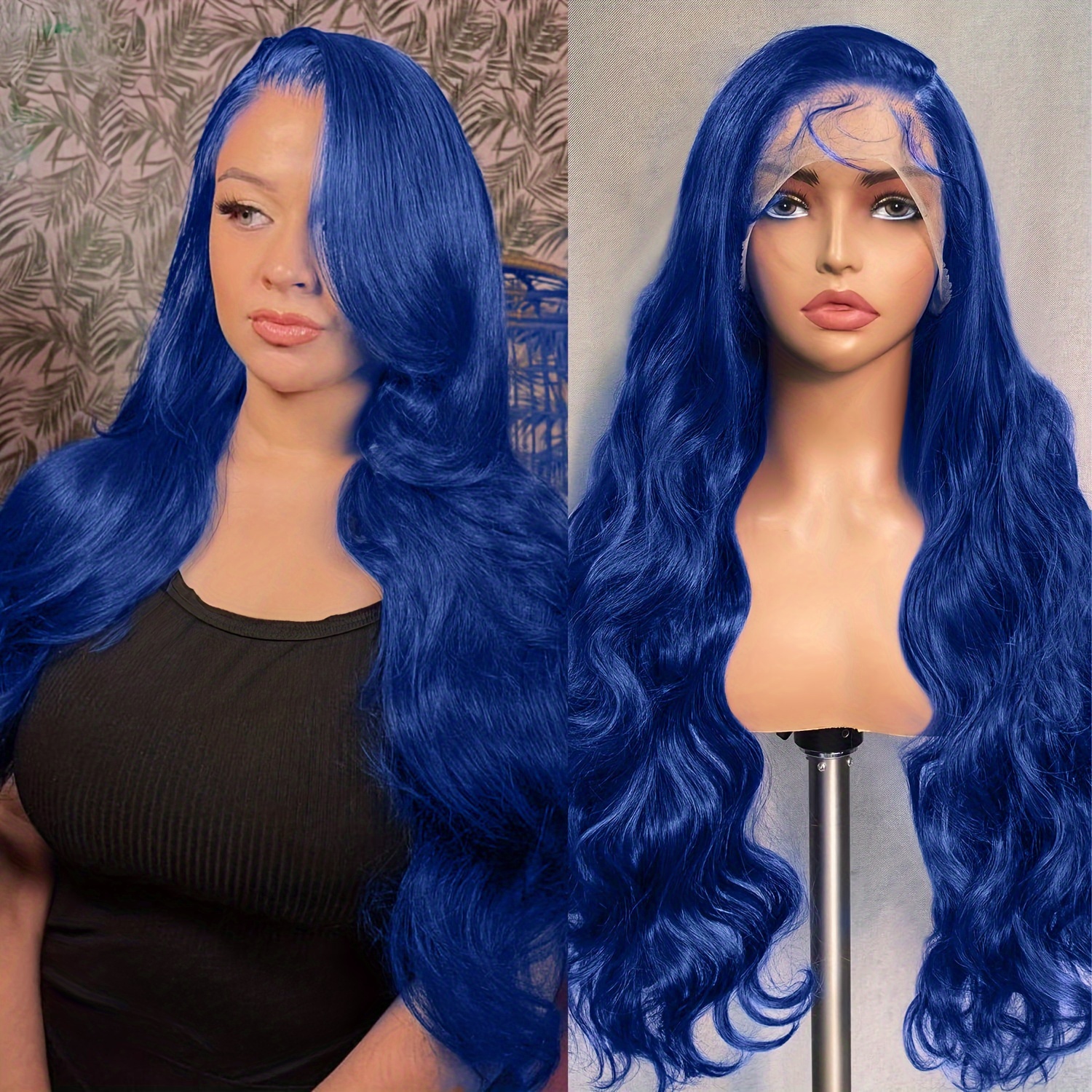 Blue 13x4 Lace Front Human Hair Wigs Baby Hair Sky Blue Temu