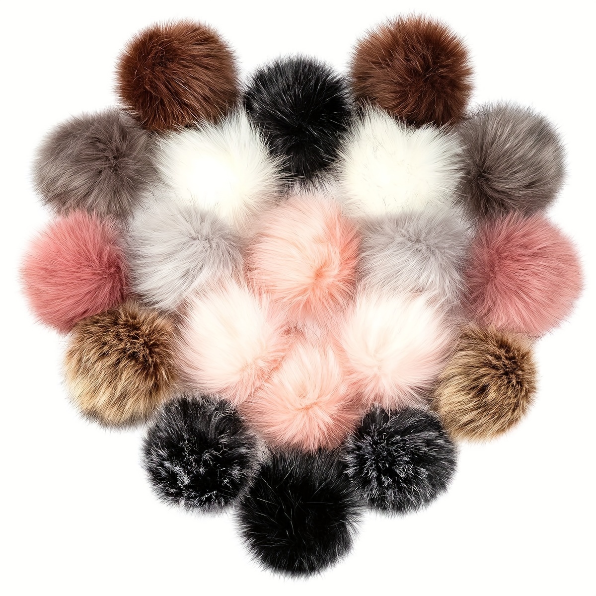 

20pcs Fur Pom Poms For Knit Hats - 3.9" Fluffy Diy Craft Accessories With Loop, Detachable Crochet Charms In 10 Assorted Colors For Shoes, Scarves, Gloves, Bags & Keychains