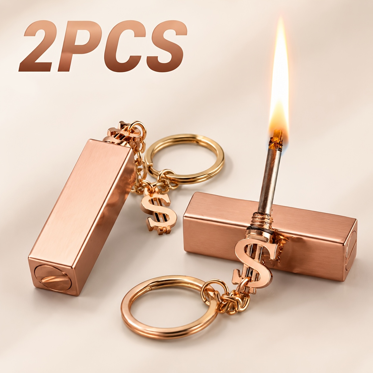 TEMU 2pcs Stylish Portable | Multifunctional Survival Flint, Outdoor Lighter With Keychain, Outdoor Survival Tool, Essential Tool For Wilderness