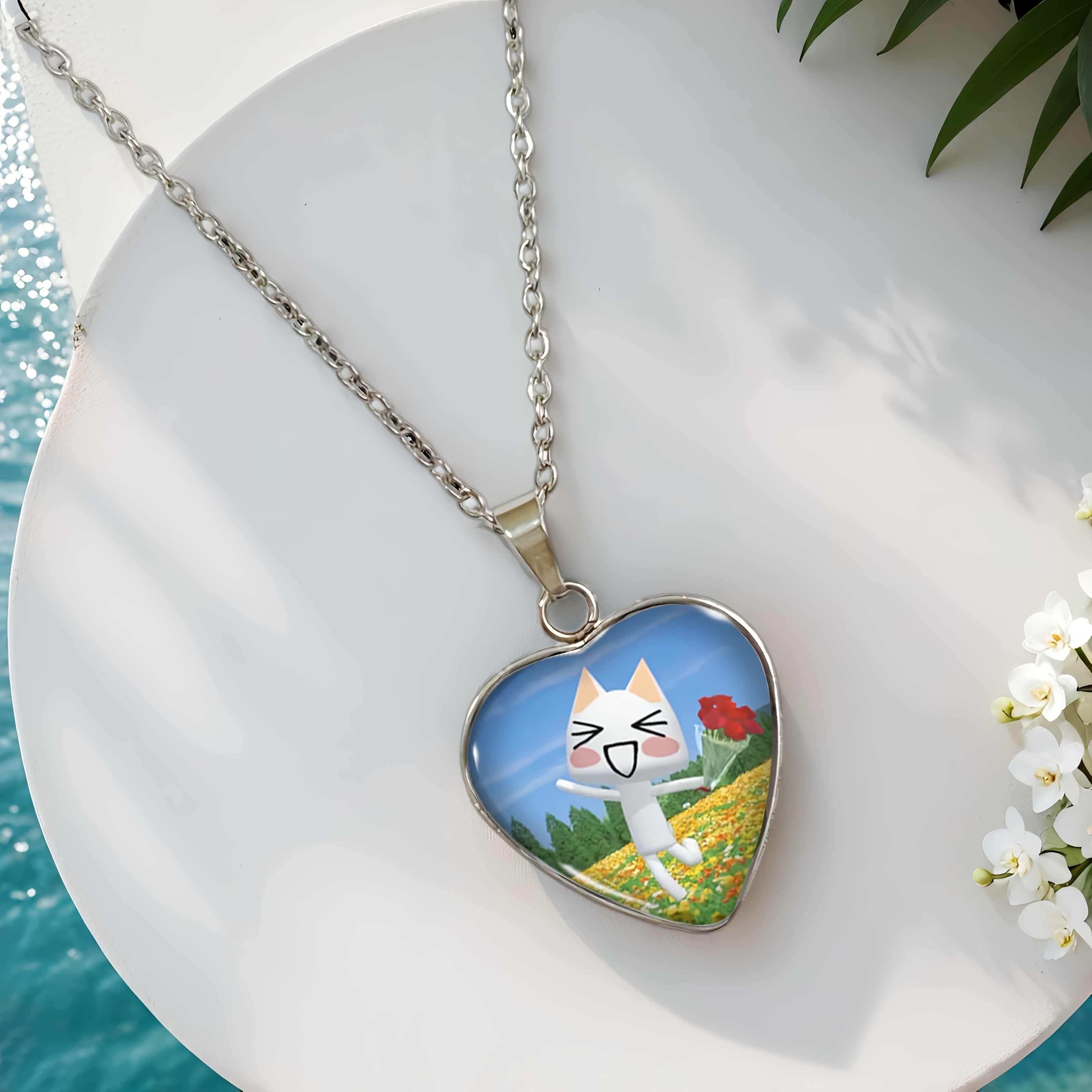Heart-Shaped Cat Jumping Necklace, Everyday Wear