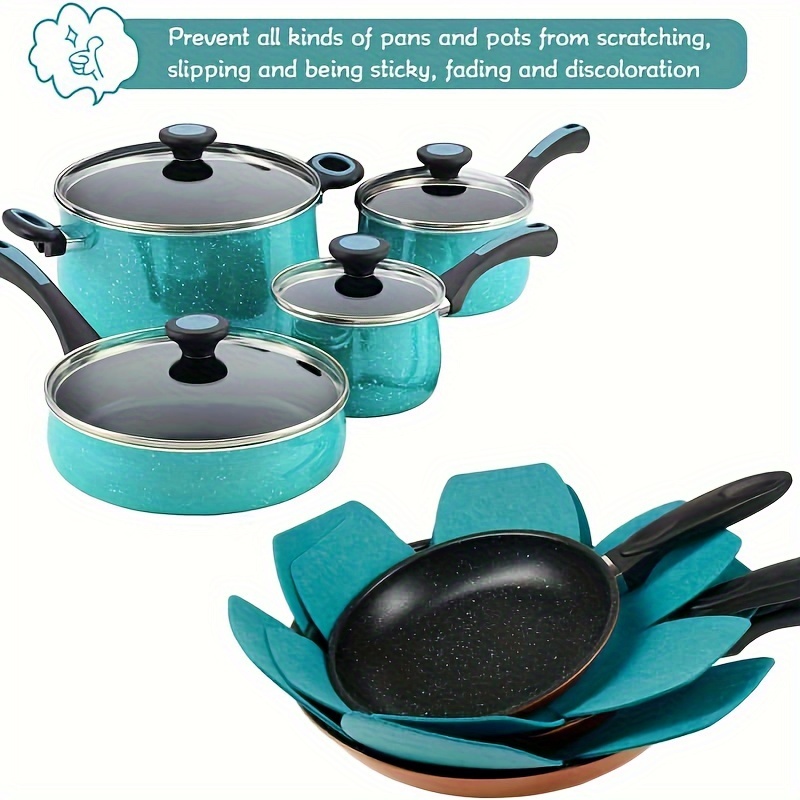 

12- Pan And Pot Protectors Set - Cookware Divider For Prevention, Bowl And - Stackable Kitchenware Cushions