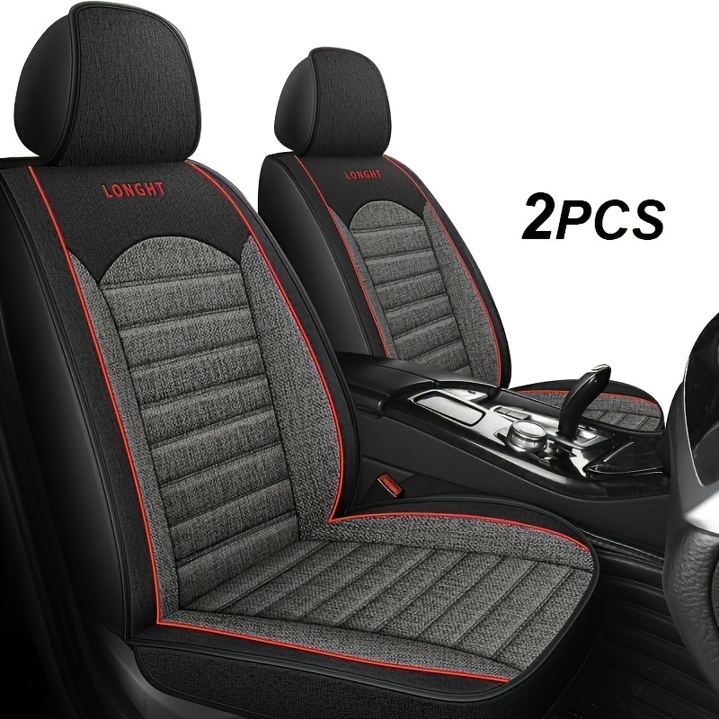 TEMU de asiento de lino para 2 asientos, cojín de asiento delantero automotriz transpirable , accesorios de coche de tamaño universal para