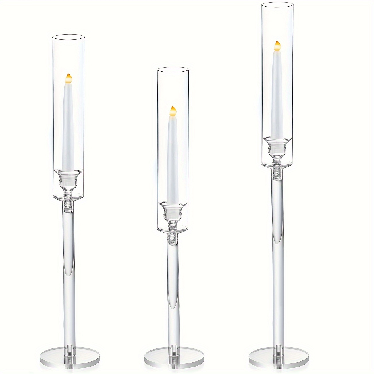 

3pcs/12pcs Candlestick Holder Acrylic Hurricane Candle Holders For Long Candle Stick Candle Stand Candleholder Cylinder Shade Wedding Party Table Centerpiece Dining Room Decor