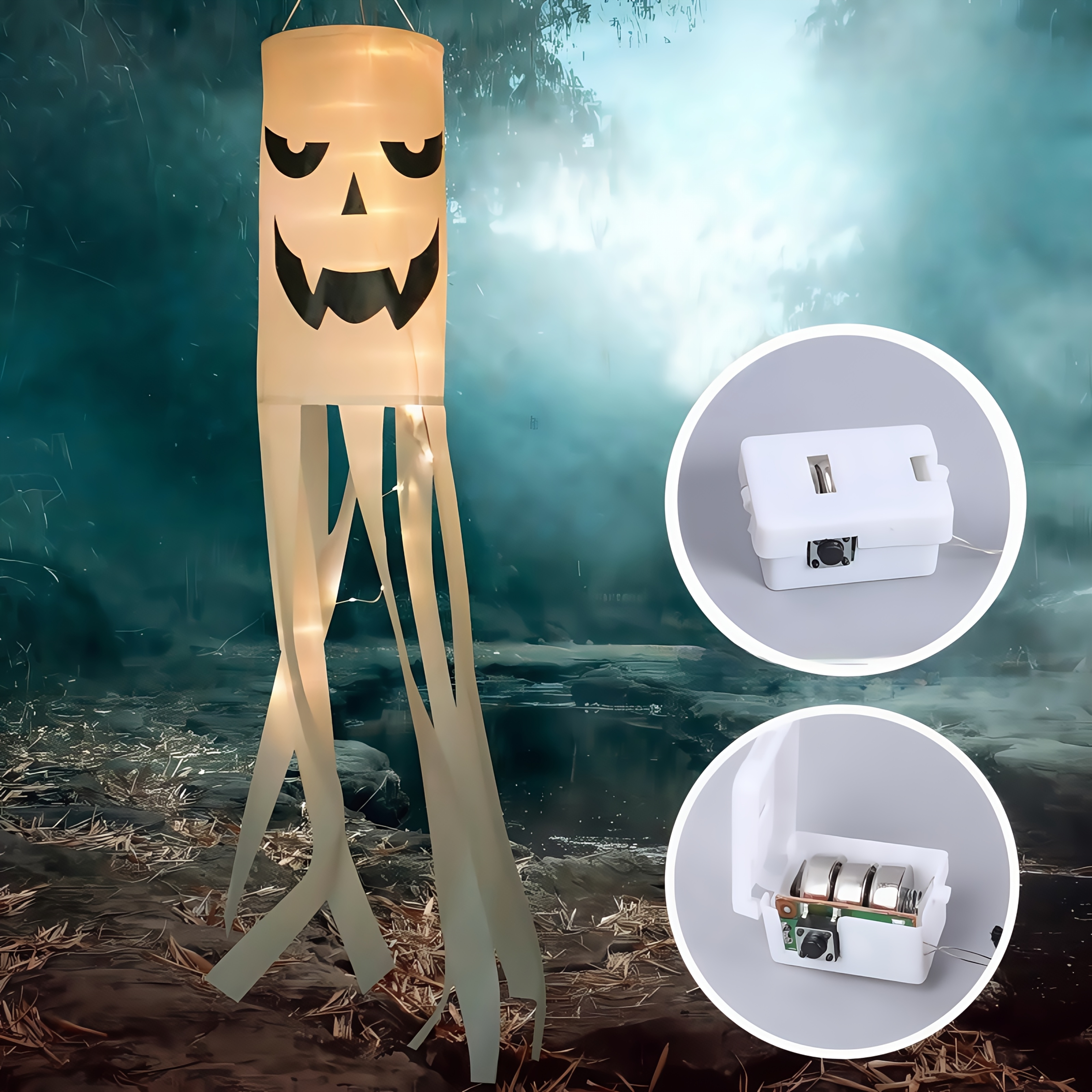 Halloween LED Laterne Mit 4 Motiven - Batteriebetrieben Flacker-Effekt