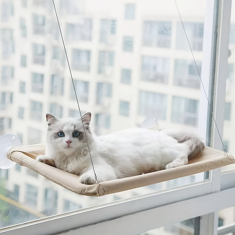 

1pc Cat Window Perch Hammock Seat, Heavy-duty Suction Hanging Pet Bed - Durable, Breathable Mesh, Washable Polyester, Safety Resting Lounger For Indoor Cats