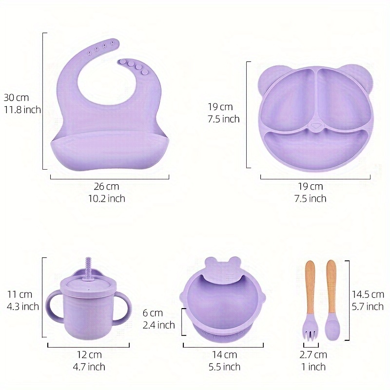 silicone baby feeding set bpa free 6 piece toddler dinnerware suction plate bowl bib sippy cup   food grade silicone flatware   0 3 years 1