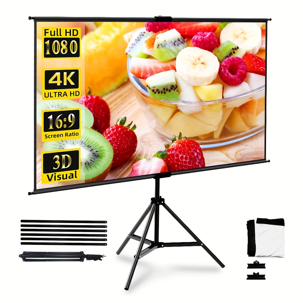 

Weijieming Inch Portable Projector Screen With Tripod Stand, 16:9 Hd Projection Screen For Home Theater, Indoor Wall-mountable, Polyester Fabric, Easy Setup For Office Presentations And