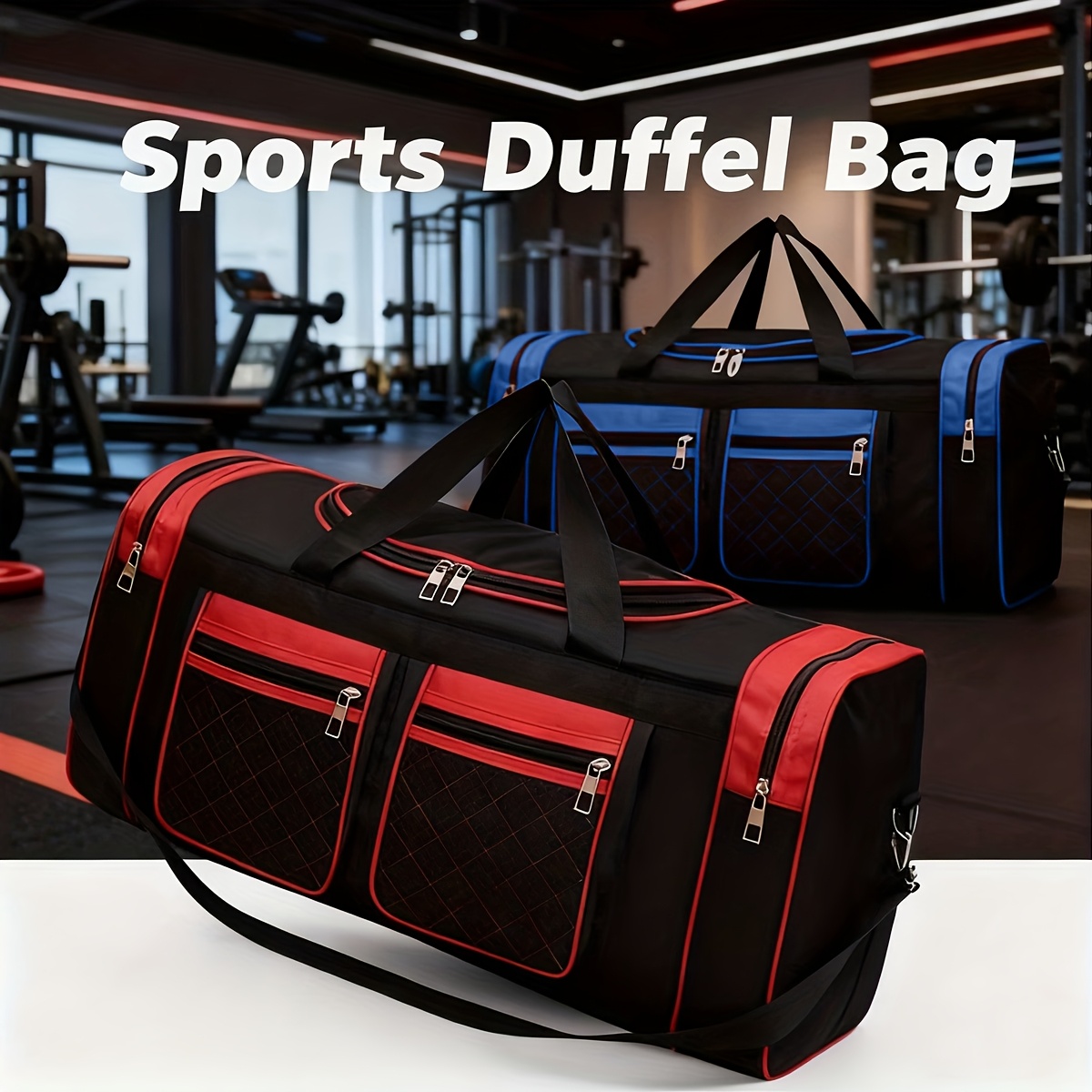 large capacity travel duffel bag for men women heavy duty gym bag with multi   adjustable shoulder strap zipper closure   fitness weekend trips business travel outdoor use