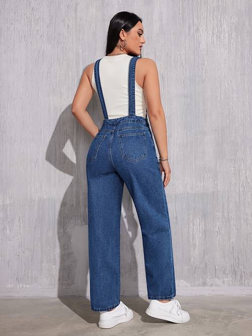 damen neue dunkelblaue overalls gerade jeans