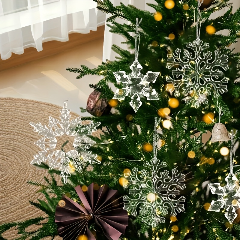 10pcs acrylic snowflake pendants transparent crystal ornaments for christmas wedding decorations elegant hanging accents with   design festive tree ornaments   crystal ornaments reflective ornaments holiday decorations Product details 1