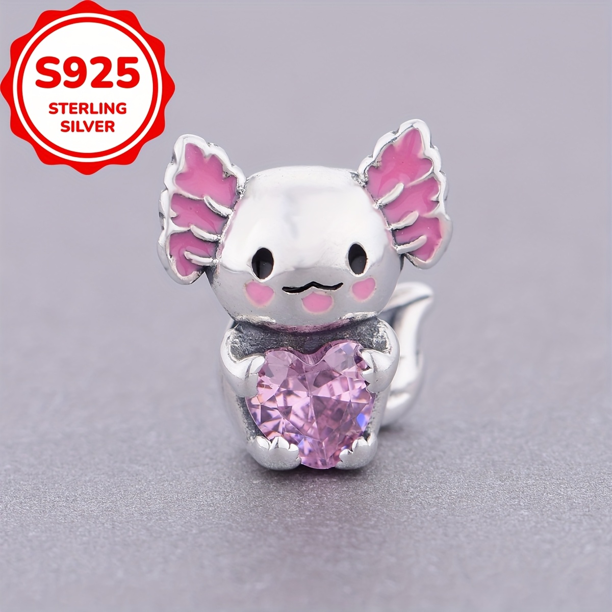 Image of 1pc 925 Sterling Silvery Koala Embraces Pink Bracelet Or Necklace Charms Beads Diy Making Jewelry Accessories ( 2.15g)