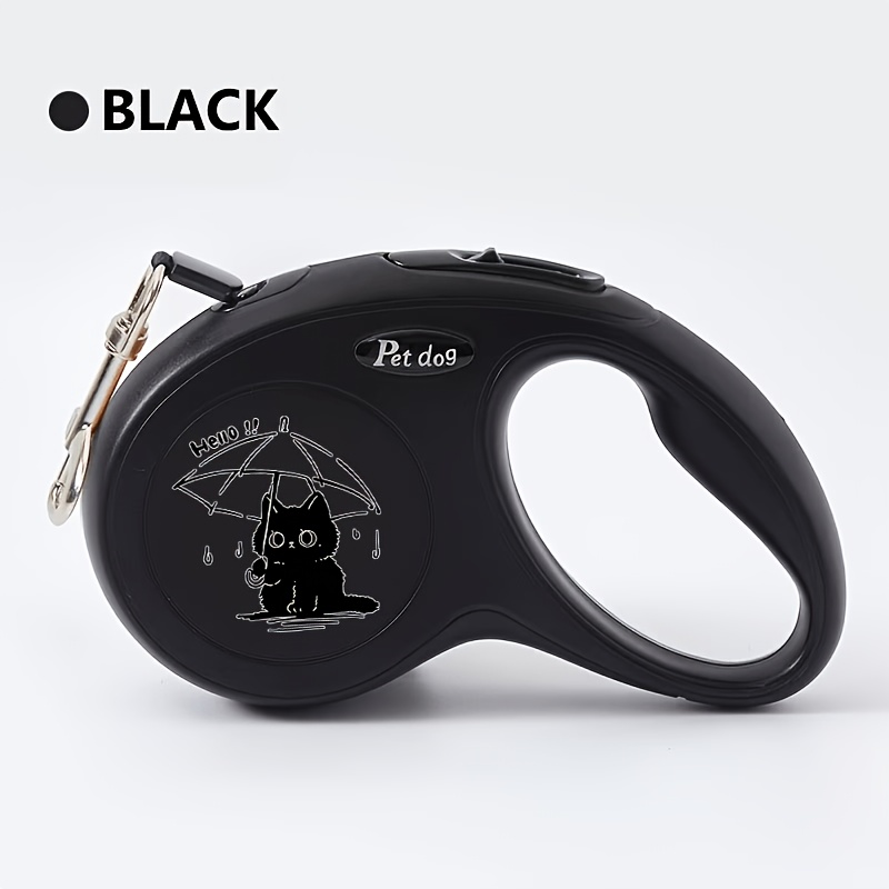 TEMU Automatic Retractable Leash With Little Black Cat Holding An Umbrella Pattern, Leash Length, Suitable For Small To Medium Cats And Dogs, 360Â°