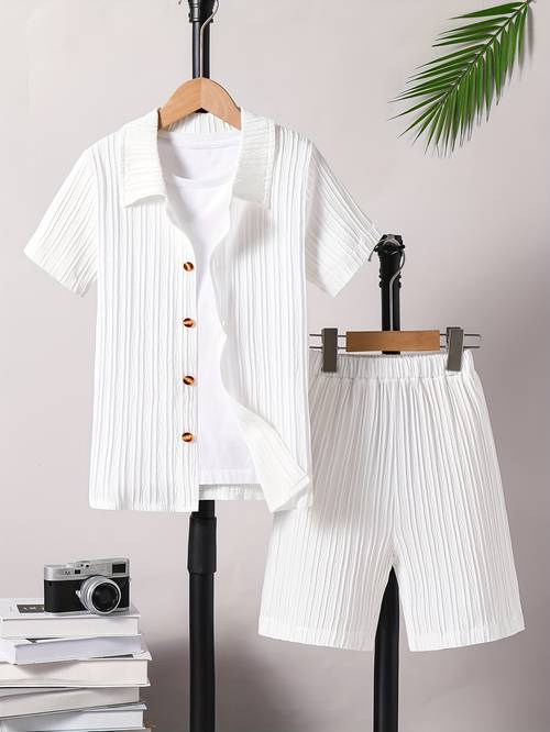 item picture wave stripe shirt and shorts set for outdoor