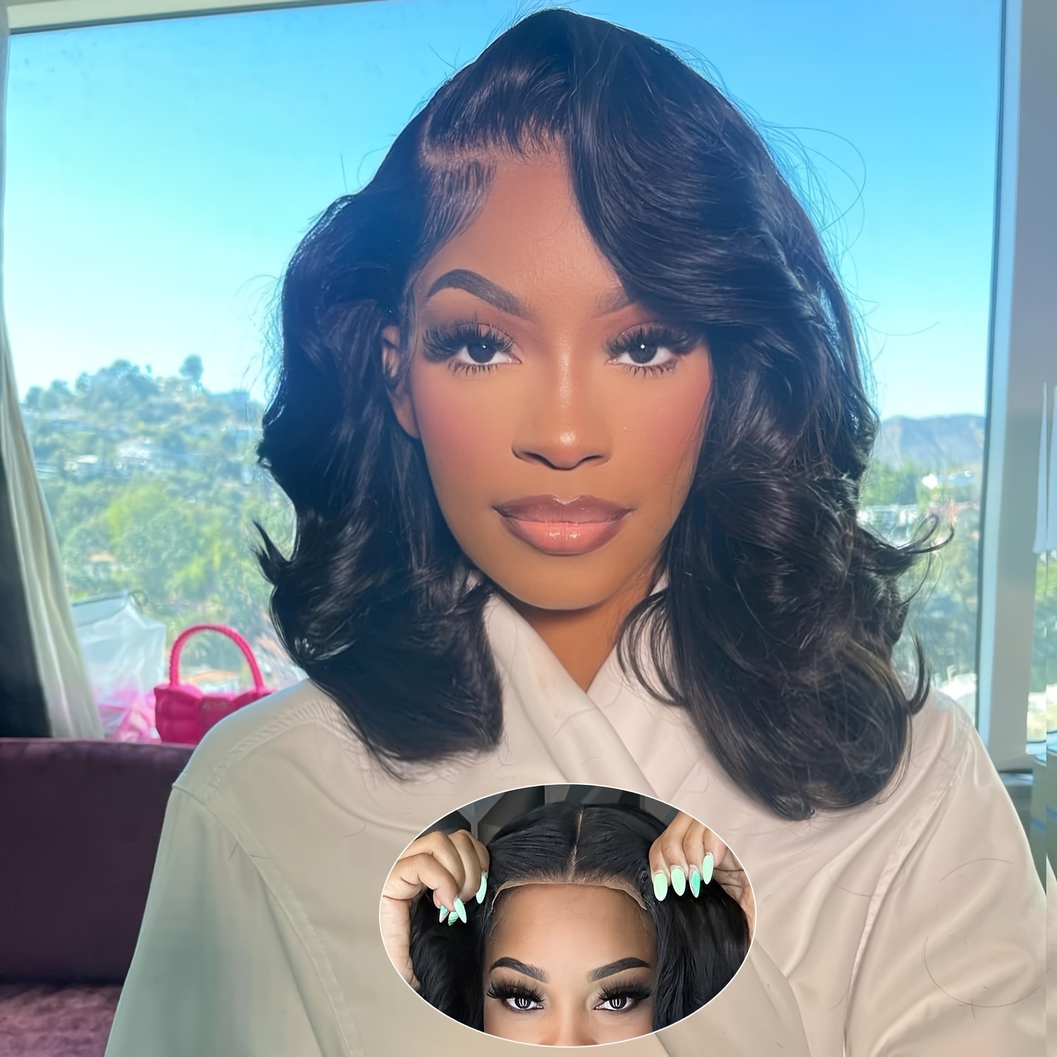 TEMU Wavy Body Bob Wig Human Hair 4x4 Transparent Lace Front Wigs Human Hair Glueless Wigs Human Hair Pre Pre Cut Short Bob Wigs Body Wave Wigs For Women Put On And Go Glueless Human Hair Wig