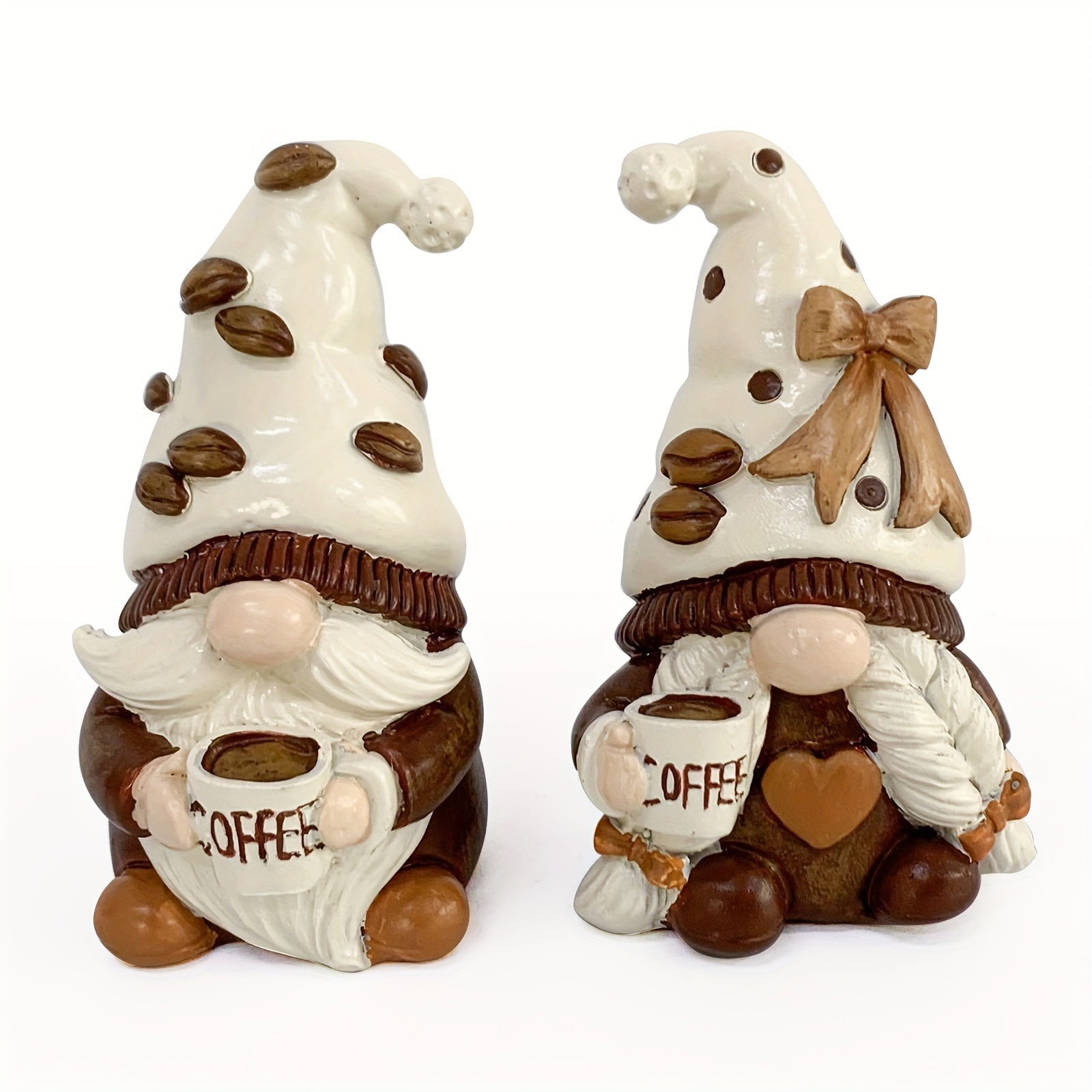 

2pcs Coffee Gnomes Coffee Bar Decor Accessories Swedish Tomte Gnomes Resin Gnome Figurines Tiered Tray Collectible Tabletop Kitchen Decorations For Home Kitchen Farmhouse Office