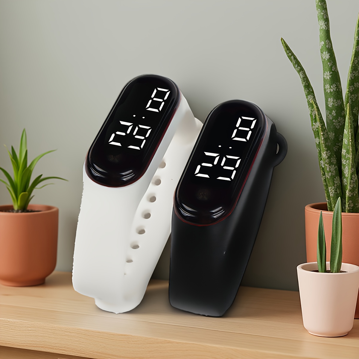 Image of 2pcs New Student Sports Wristband Watch Led Touchscreen Large Number Easy Casual Junior High Couple Electronic Watch Christmas Halloween Back To School Seasonal Gift