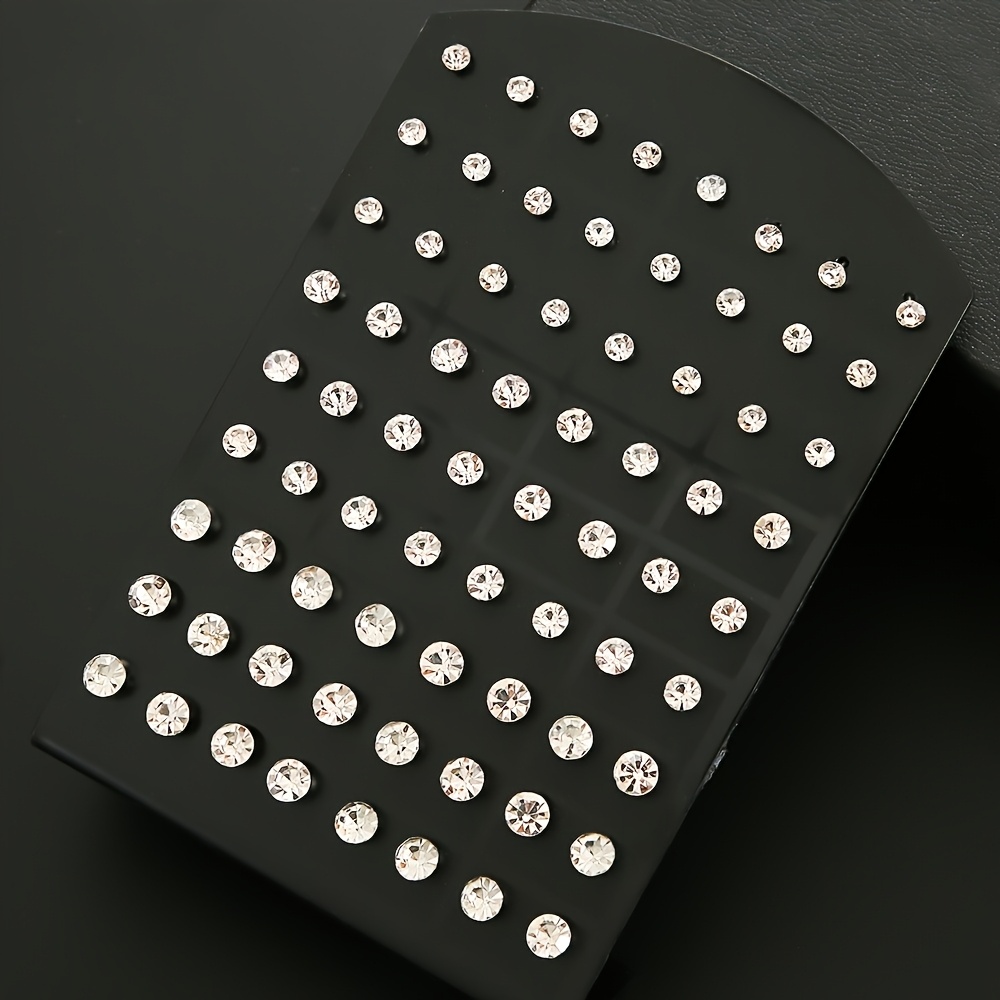 E-shop 72-teiliges Damen-Ohrring-Set im minimalistischen Stil, rund, funkelnde sechseckige Stecker-Ohrringe-Kombination, geeignet für den täglichen