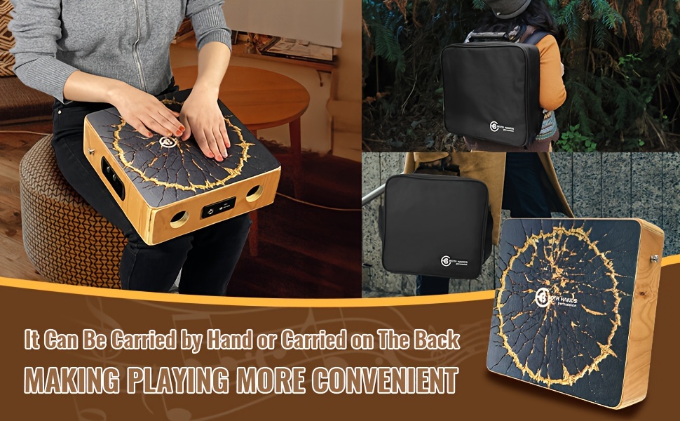 Portable Cajon Drum For Travel, Compact Wooden Percussion Box, Lightweight Electric Box Drum Cajon Tunable Plug-in Pickup