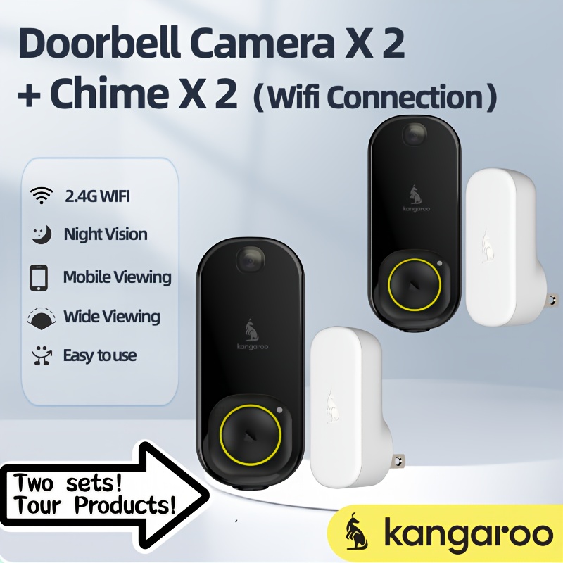 

2 Sets/four Products, Wireless Doorbell Camera+chime/hd Night Vision/ Photo Capture/recording/app Control