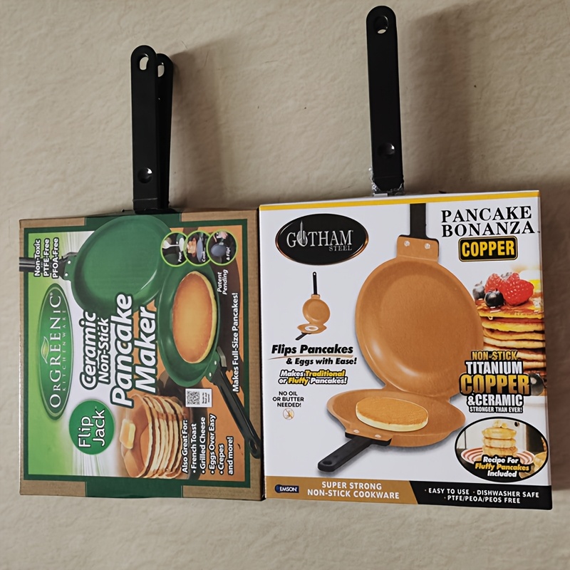   2 sided nonstick titanium steel pancake pan with flip   dishwasher safe   heat distribution for fluffy pancakes omelets frittatas large round frying pan for family breakfast pancake mold for cooking breakfast cooking ergonomic handle durable kitchenware 0
