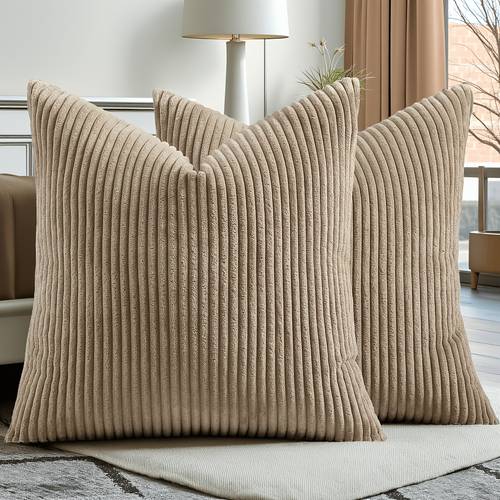 2pcs soft velvet throw pillow covers striped decorative cushion cases with zipper closure orange striped design machine washable polyester style for living room bedroom sofa home decor decorative pillows classic pattern