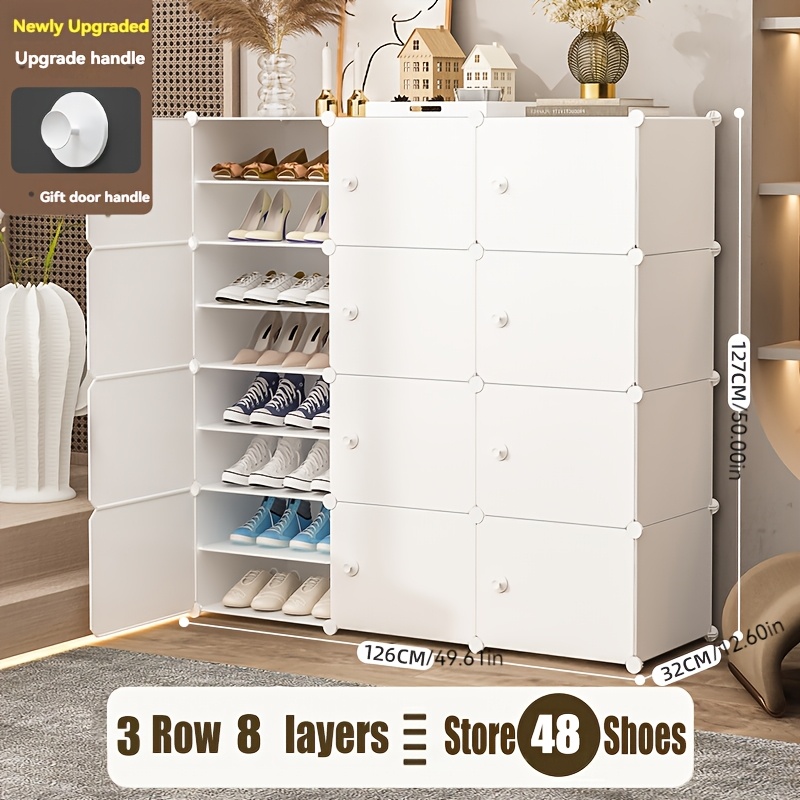TEMU 3 , 4/6/8/10 Layers Large Shoe Cabinet, Shoe Storage Shelf, Dustproof Shoe Rack - To 24-60 Pairs - Organization & Storage For Living Room
