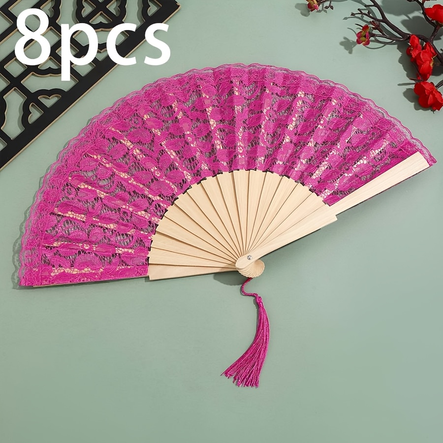 Personalized Handheld Fan with Lace Surface