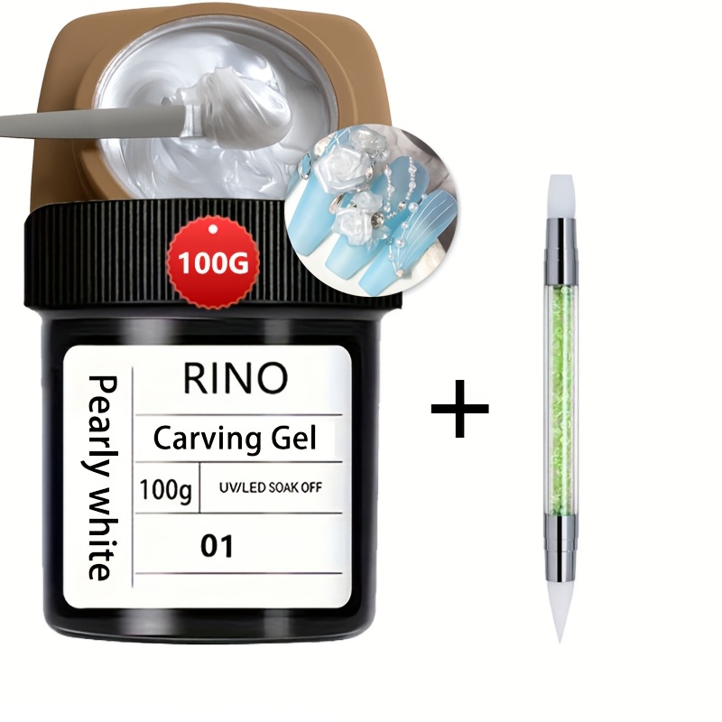 TEMU Large Capacity 100g Satin Carved Maw Non Stick Hand Nail Extension Poly Gel With Gel Nail Brush For Nail Art Beautyproducts Pearlescent Extension Gel For Fingernail Tipextension