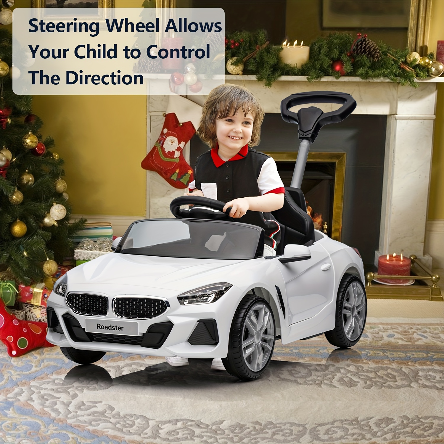 push ride on car for toddlers1 5 toddler with adjustable push rod horn music silent wheel for stroller substitute details 0