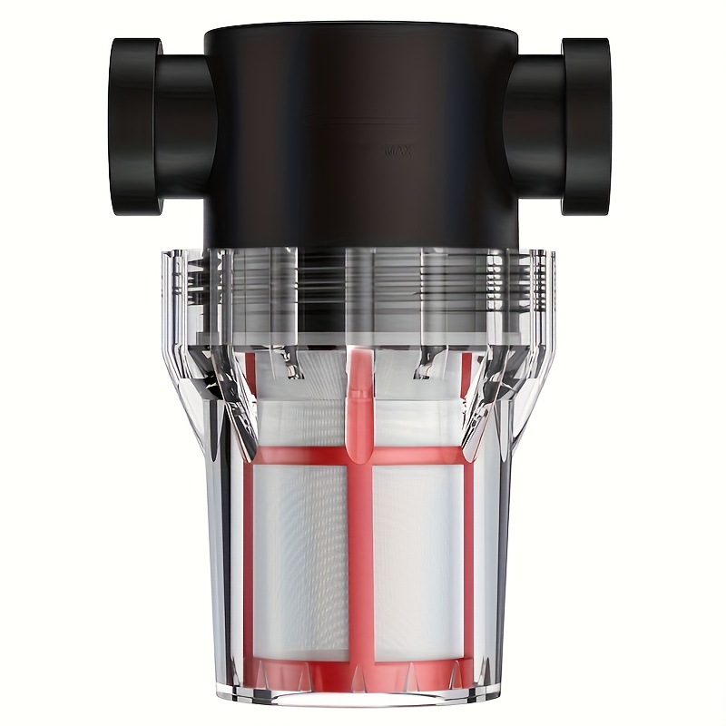 TEMU 1pc Sediment Filter, Water Pipe Filter, Garden Hose Filter Inlet, High-pressure Cleaning Machine Sediment, Transparent Plastic, Used For Garden