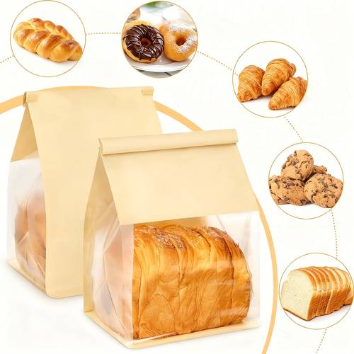 item picture homemade bread bags in packs of 20 and 50 measuring 6 3x5 1x10 3 inches resealable lock bags with windows for sourdough bread and pastries