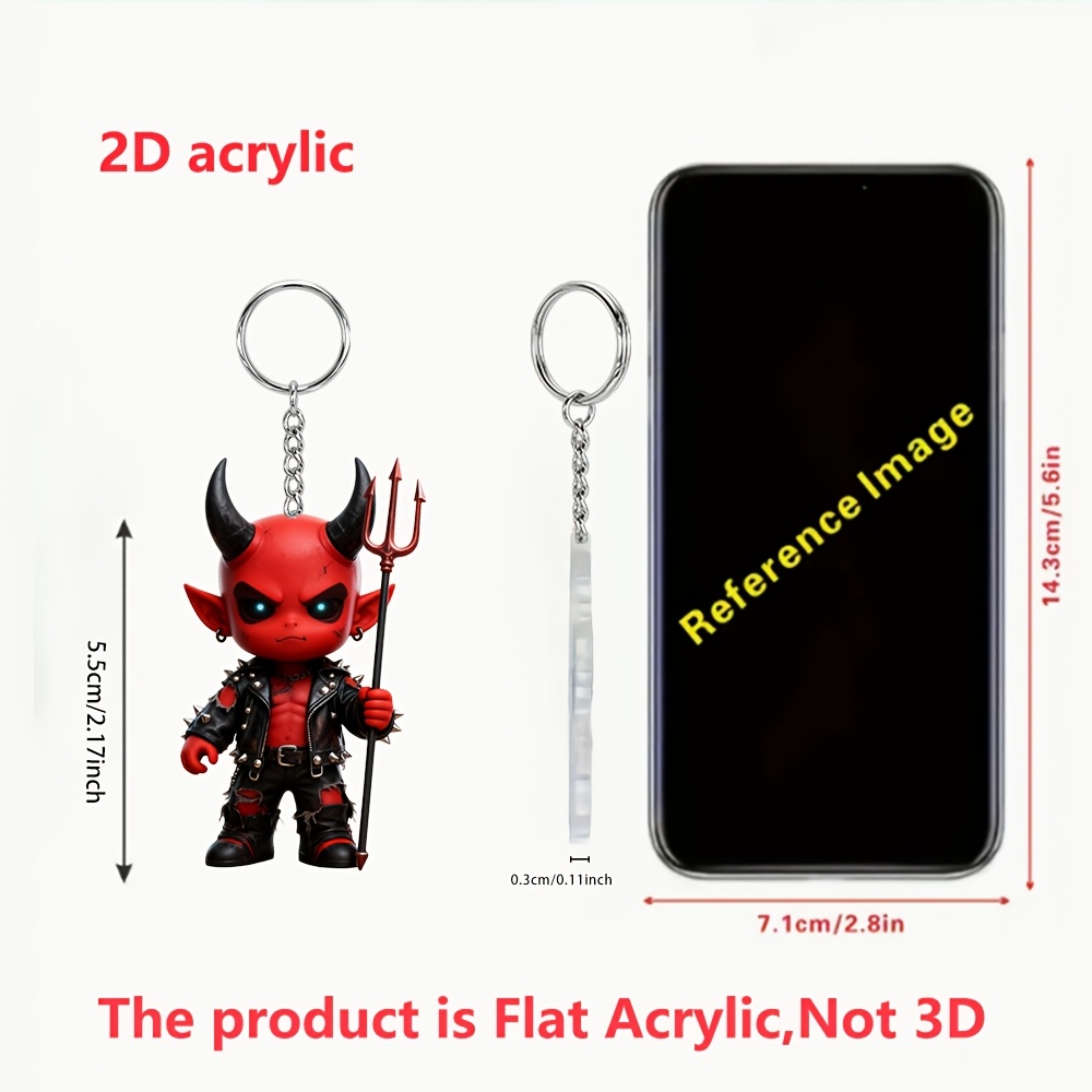 TEMU 2d Flat, 1pc, 2d Flat, Minimalist Acrylic Keychain In Instagram Style, Essential Creative Backpack Accessory For Students, Fashionable And