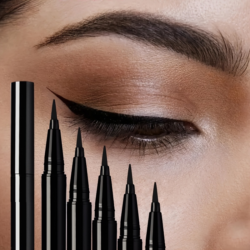 TEMU 5 Eyeliner, Quick-drying, Smooth, Silky, Waterproof, Sweat-proof, Makeup-free, Eye Makeup, Lasting Makeup, Beginner Eyeliner, Very Suitable For Festivals And Makeup Gifts.