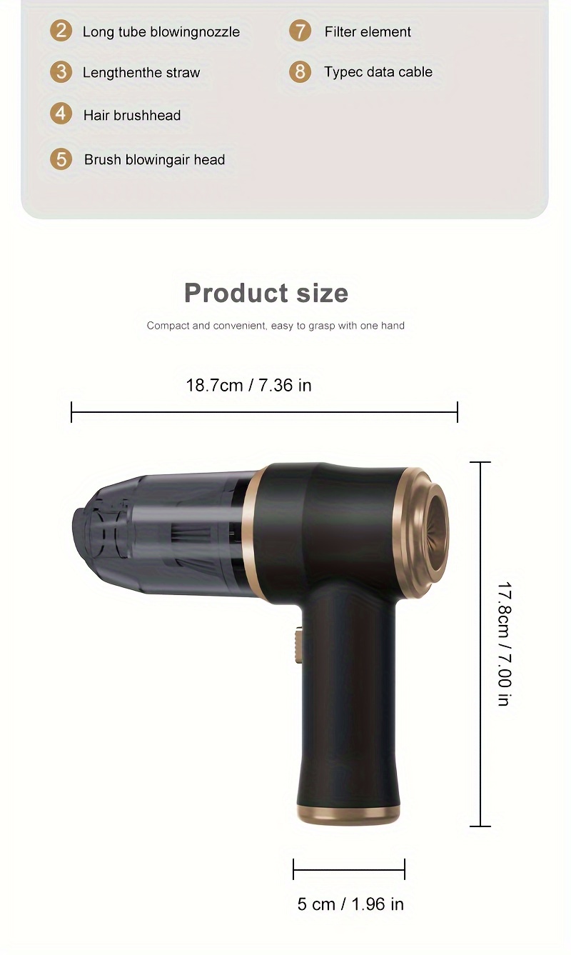 handheld wireless portable vacuum cleaner rechargeable 2000 2 milliampere battery suction force 5000pa integrated blowing and suction suitable for multifunctional high power small home appliance vacuum cleaners in automobiles and households details 10