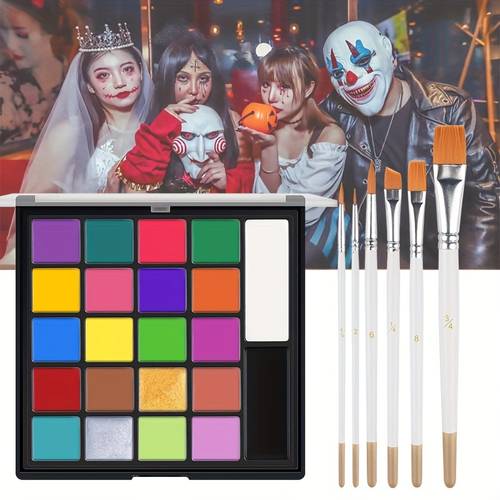2pcs halloween face oil paint set 22 colours oil paint with 6 brushes set y texture long lasting body painting suitable for halloween christmas party gathering